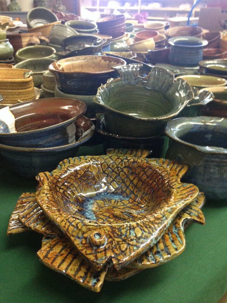 Bowls sit on display ready for the pre-sale.