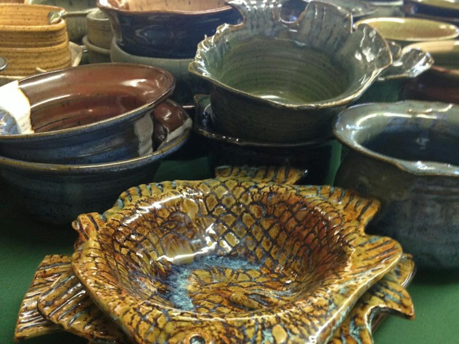 Bowls sit on display ready for the pre-sale.