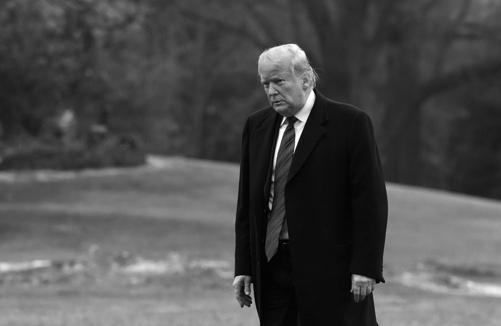 President Donald Trump on the South Lawn toward the White House after arriving on Marine One in Washington, D.C., on Saturday, Jan. 19, 2019. (Olivier Douliery/Abaca Press/TNS)