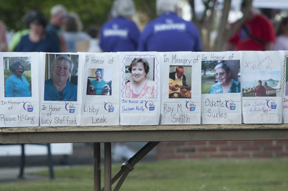 Commemorable memorials for those who have died of cancer at the Opelika Ala. Relay for Life 2016 in downtown Opelika's Courthouse Square on Friday, Apr., 22.