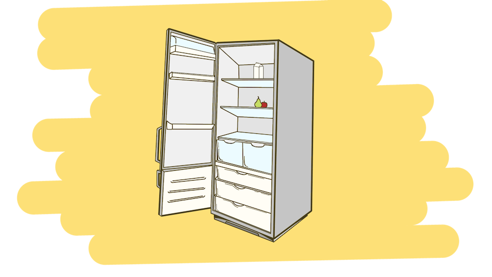 An illustration of an empty refrigerator