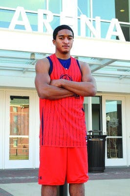 Walk-on point guard T.J. Rice provides the starting five a look at the opposing point guards each week during scout team. (Christen Harned / ASSISTANT PHOTO EDITOR)