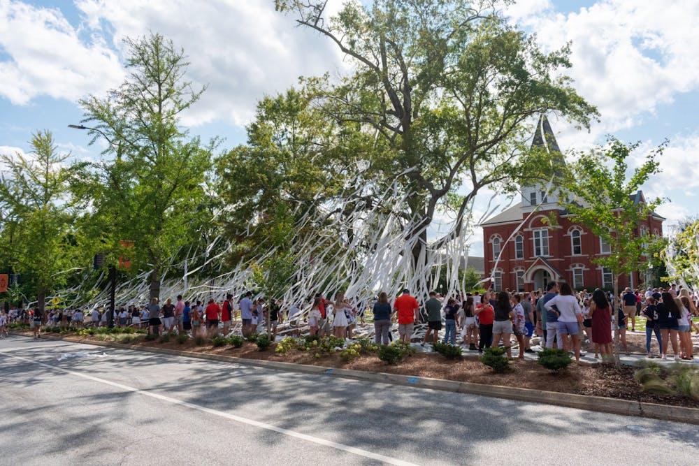 <p>The rolling of Toomer's Corner at the last home game, Saturday, Sept. 26.&nbsp;</p>