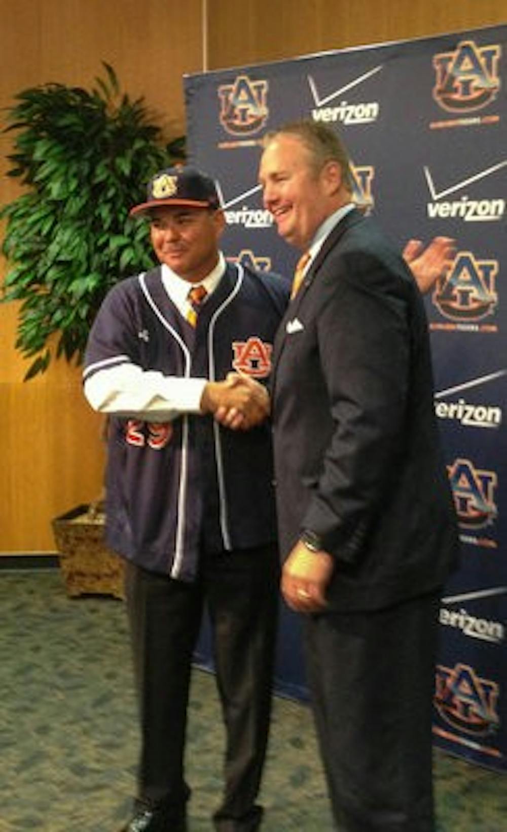 Sunny Golloway and Jay Jacobs at Golloway's introductory press conference Saturday, June 15.