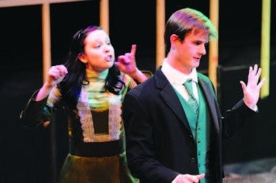 Ophelia and Laertes banter back and forth about Hamlet's affections for Ophelia. (Christen Harned / Assistant Photo Editor)