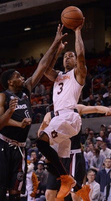 Chris Denson shoots for Auburn against South Carolina on Wednesday, Feb. 26