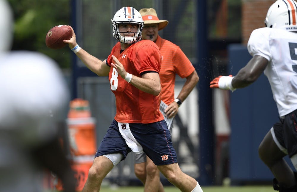 Jarrett Stidham (8). Auburn football practice on Saturday, Aug. 18, 2018 in Auburn, Ala |&nbsp;Todd Van Emst/AU Athletics 