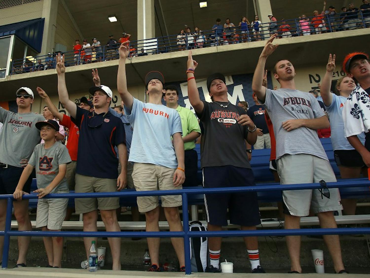 Section 111 sings during the seventh inning stretch in Auburn’s game against Kentucky in the SEC Tournament on Tuesday, May 19. (Contributed by Todd Van Emst) 