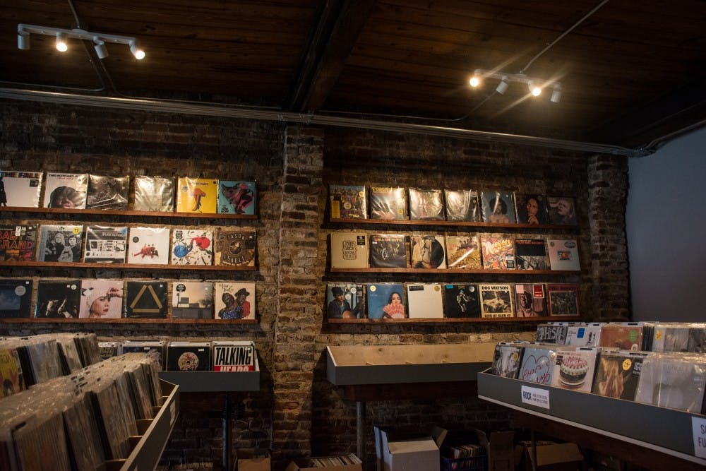 Records line the walls at 10,000 Hz Record store in Opelika, Ala. on Tuesday, Aug. 21.