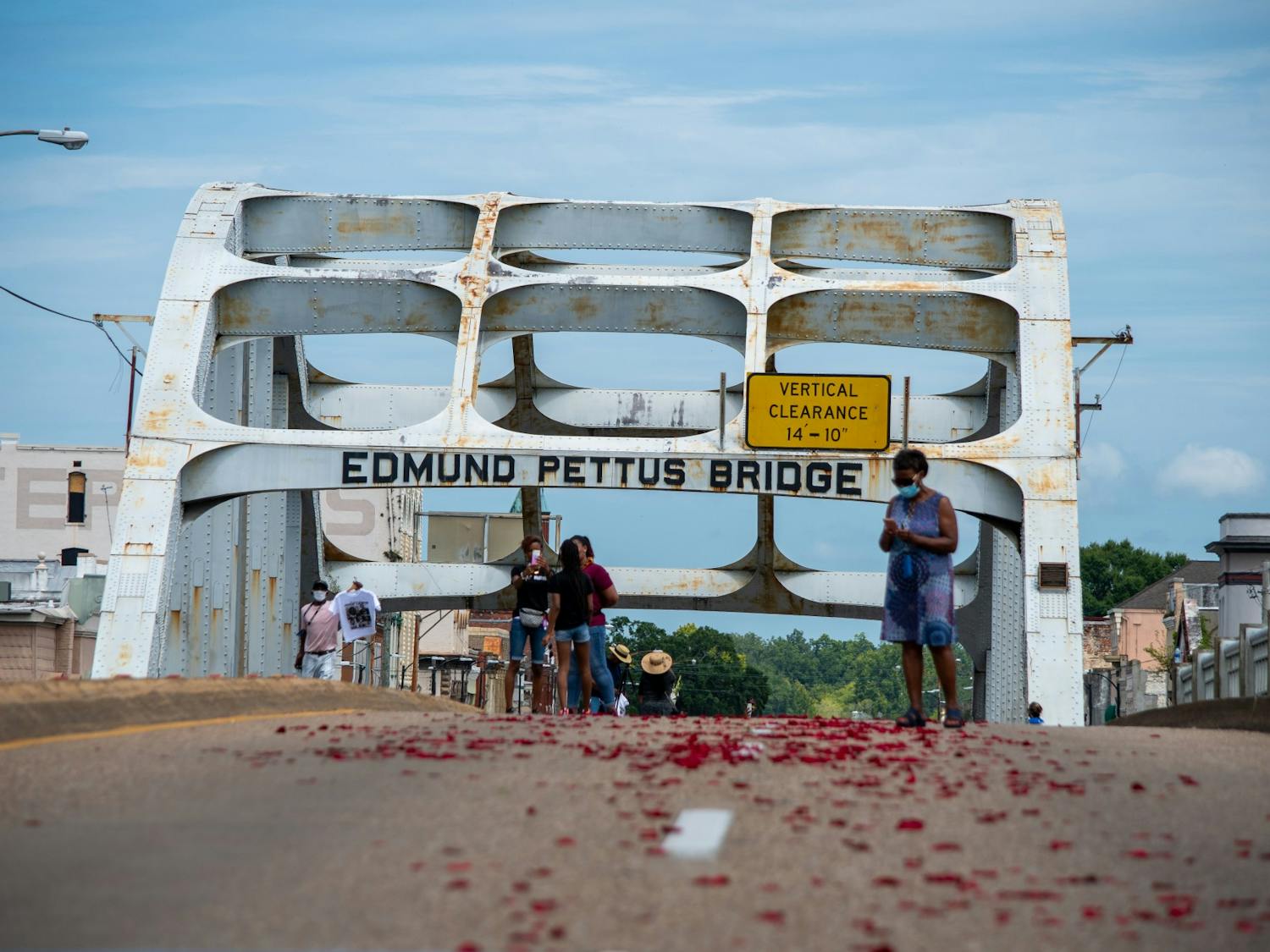 John Lewis crosses Edmund Pettus Bridge
