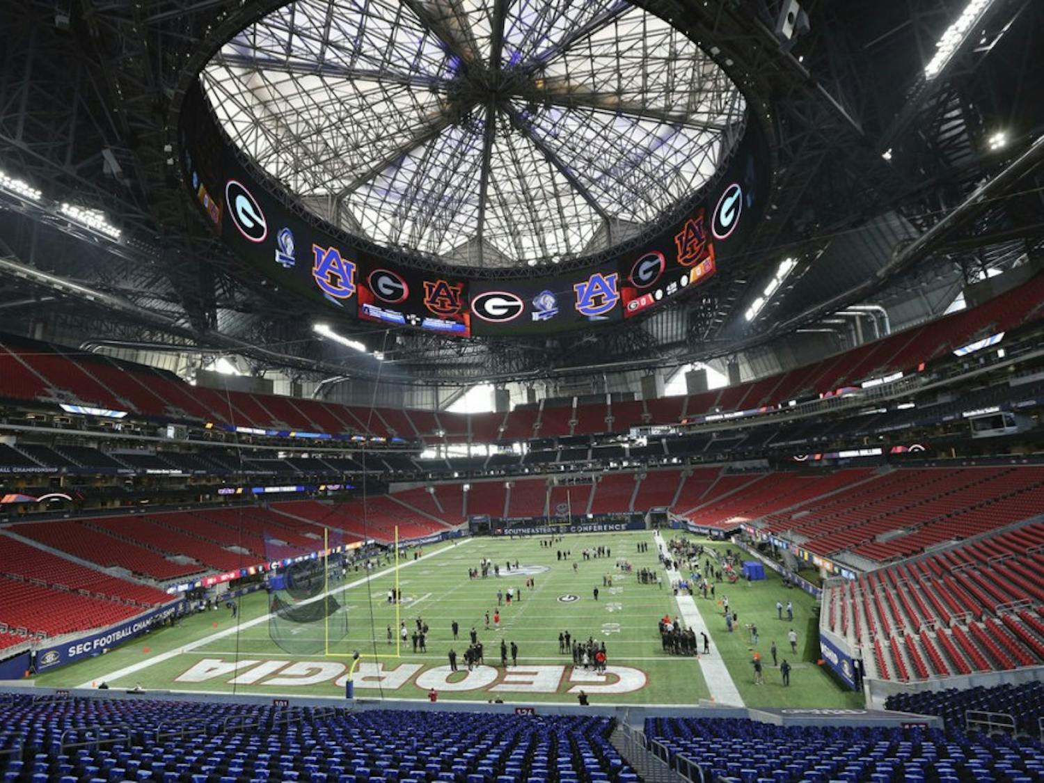Mercedes-Benz Stadium prior to the 2017 SEC Football Championship. Photo courtesy of AP. 