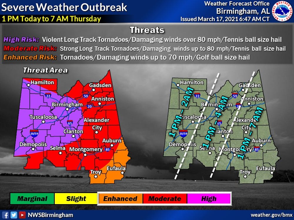Gov. Kay Ivey preemptively declared a state of emergency Tuesday in preparation for the storms expected on Thursday and early Friday morning. 