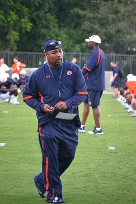 Wide receivers coach Trooper Taylor said that having the new indoor facility is useful and the players are getting better at dealing with the fickle Auburn weather. (Danielle Lowe / PHOTO EDITOR)
