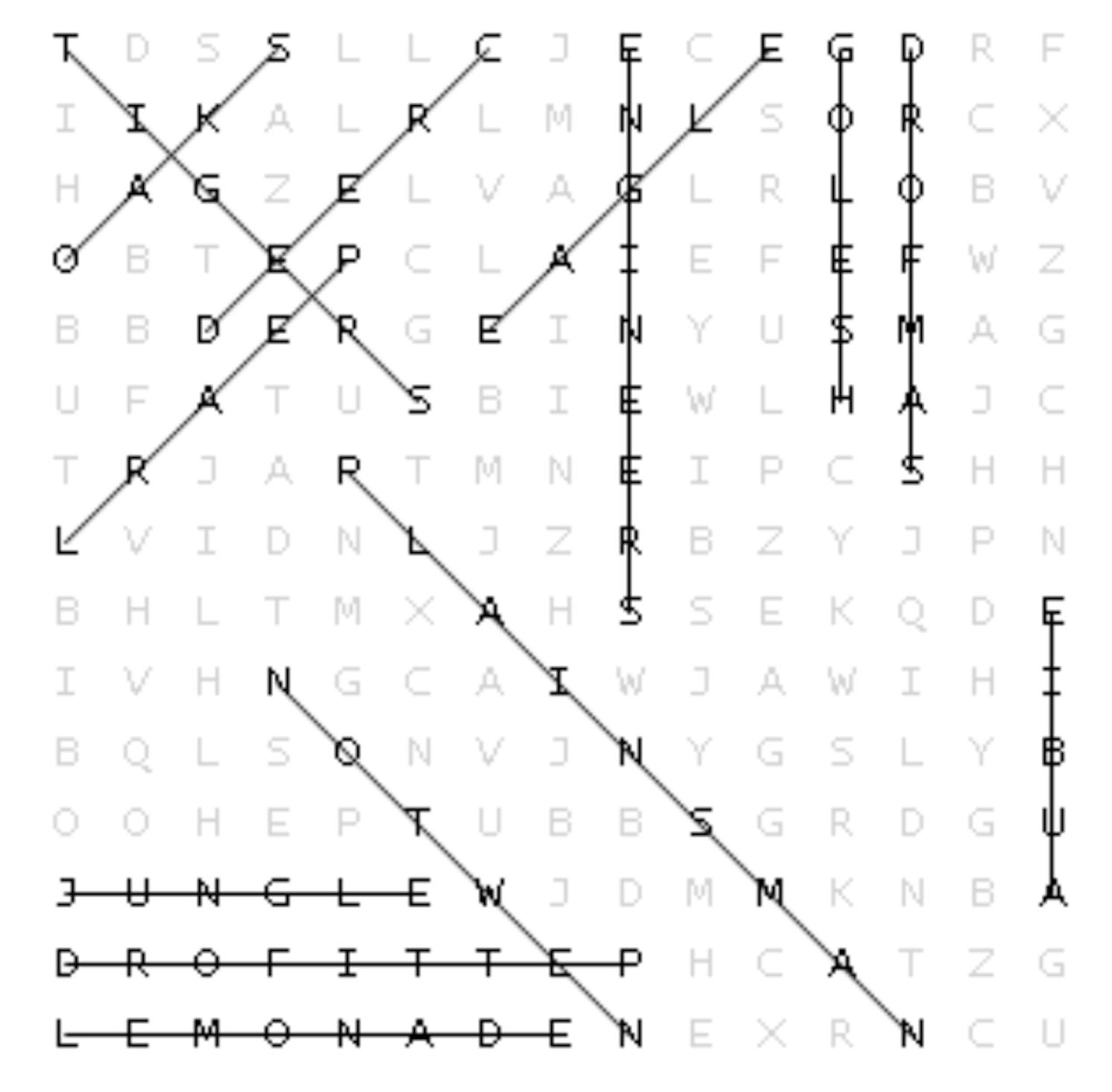 Word search puzzle answers