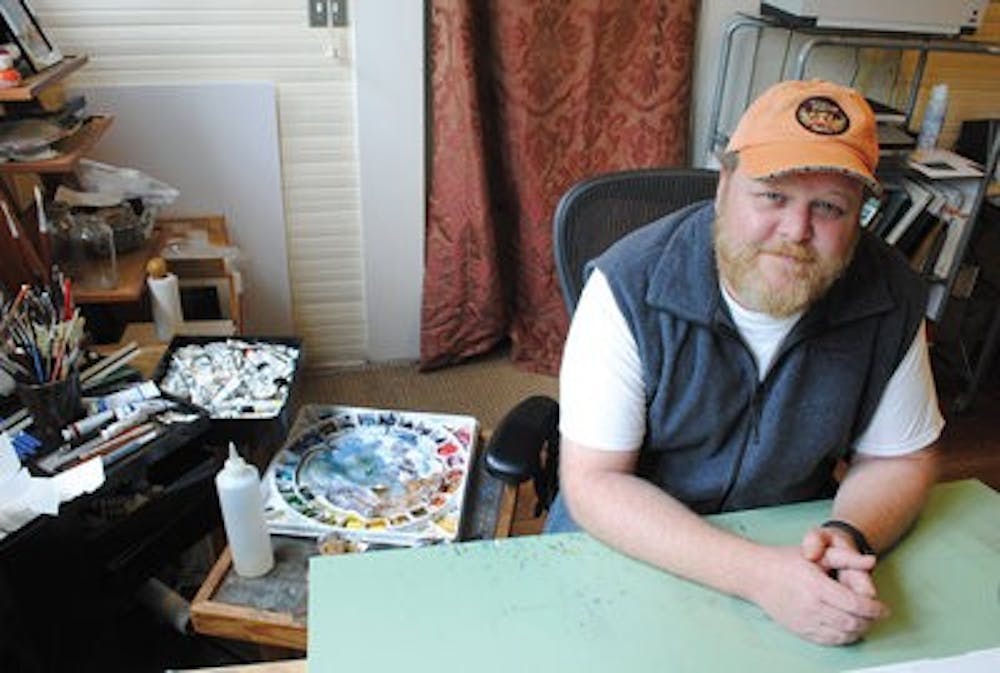 Iain Stewart does most of his watercolor paintings in his home in historic Opelika. (Maria Iampietro / Associate Photo Editor)