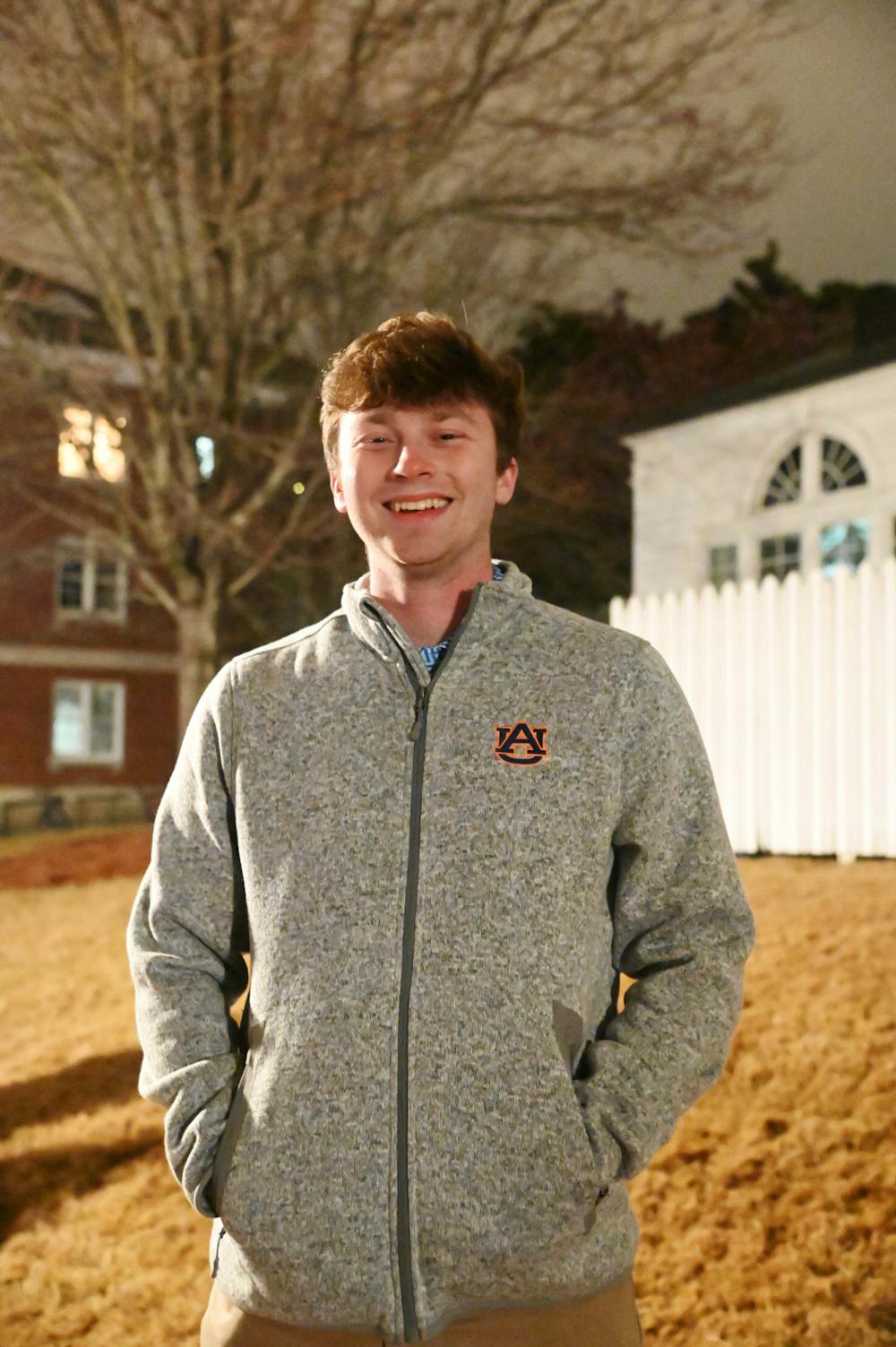 <p>Jake Darling, junior in finance, behind Cater Hall on Friday, Feb. 5, in Auburn, Ala.</p>
