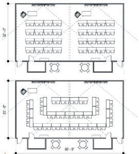 A possible blueprint for flat flexible classrooms, which would hold from 32-120 seats. (Courtesy of Facilities Management)