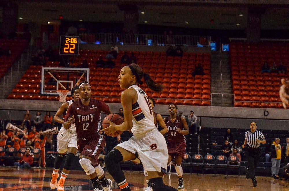 Brandy Montgomery drives down the court against Troy at the Auburn Arena Friday, Nov 14.

Raye May / PHOTO EDITOR