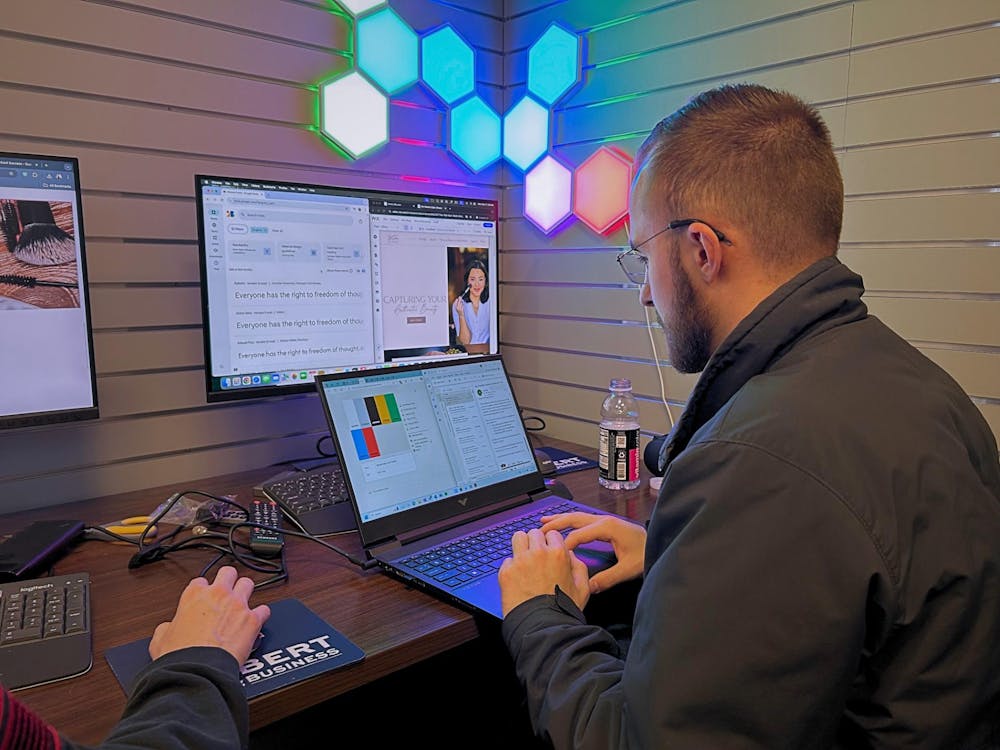 <p>StartUp Studio employee works on project. Contributed by StartUp Studio.</p>