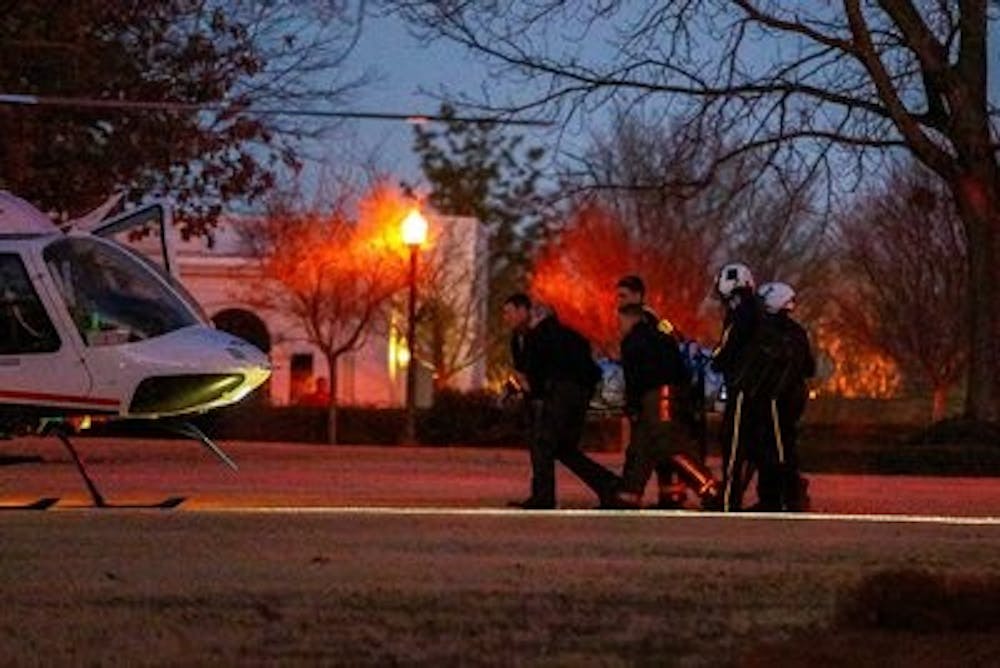 The student was airlifted from the scene. (Kenny Moss | Assistant Photo Editor)