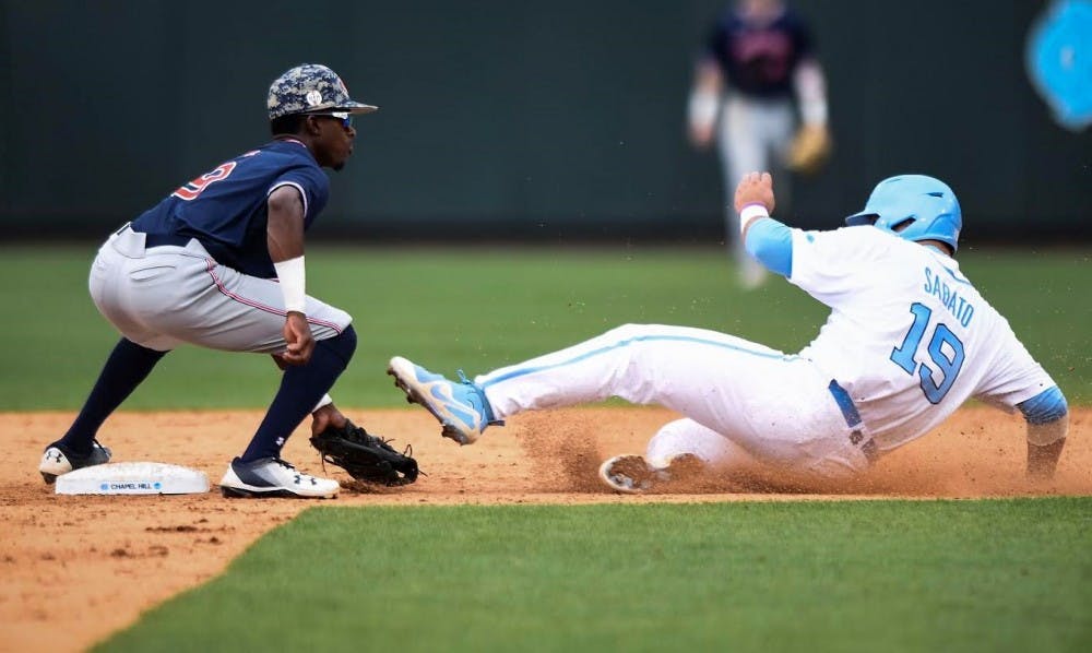 <p>Ryan Bliss (9). Baseball vs North Carolina on Saturday, June 8, 2019, in Chapel Hill, NC. Cat Wofford/Auburn Athletics</p>