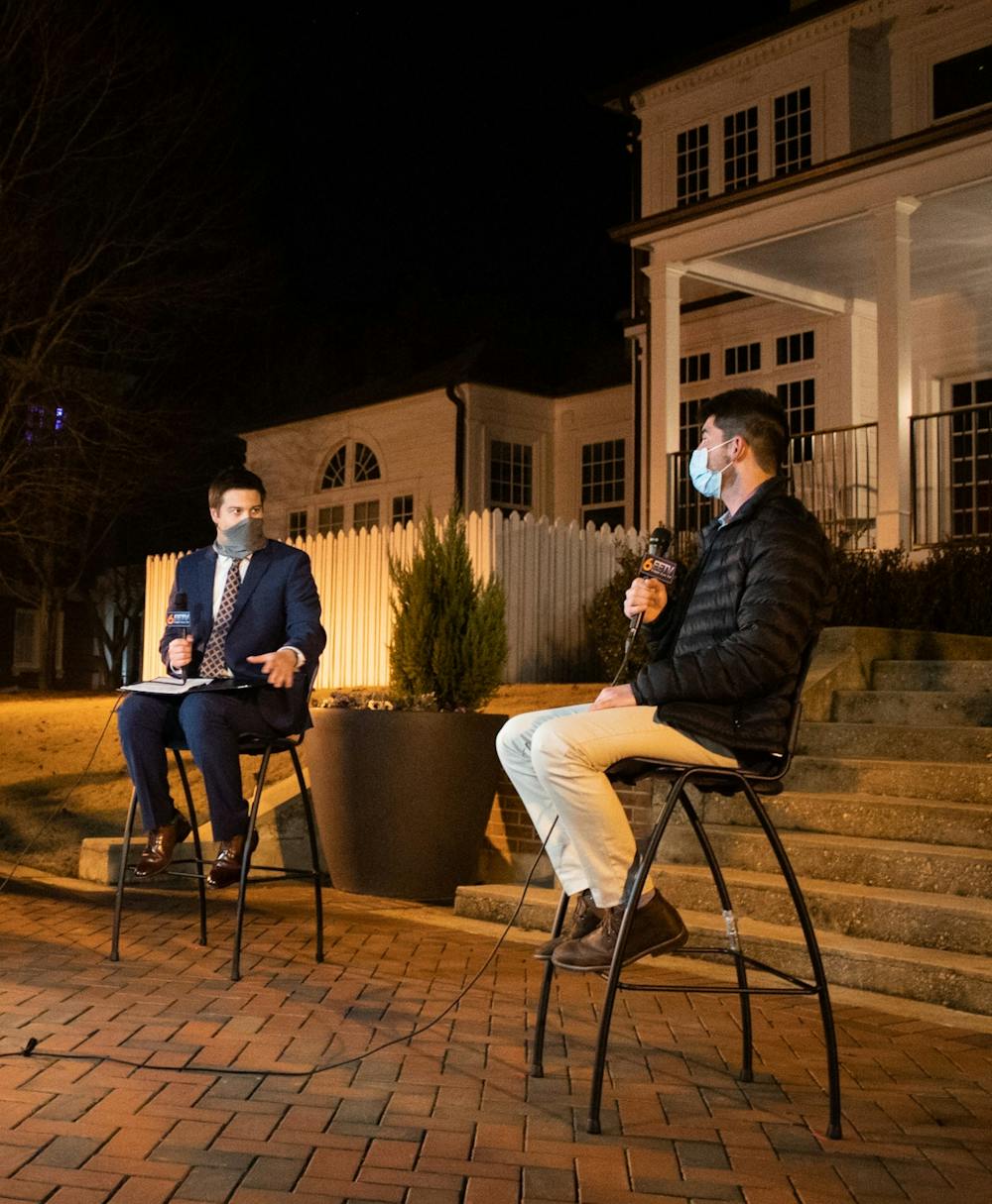 <p>Cole Callahan speaks after being called as the next SGA vice president for the 2021-2022 academic year.</p>
