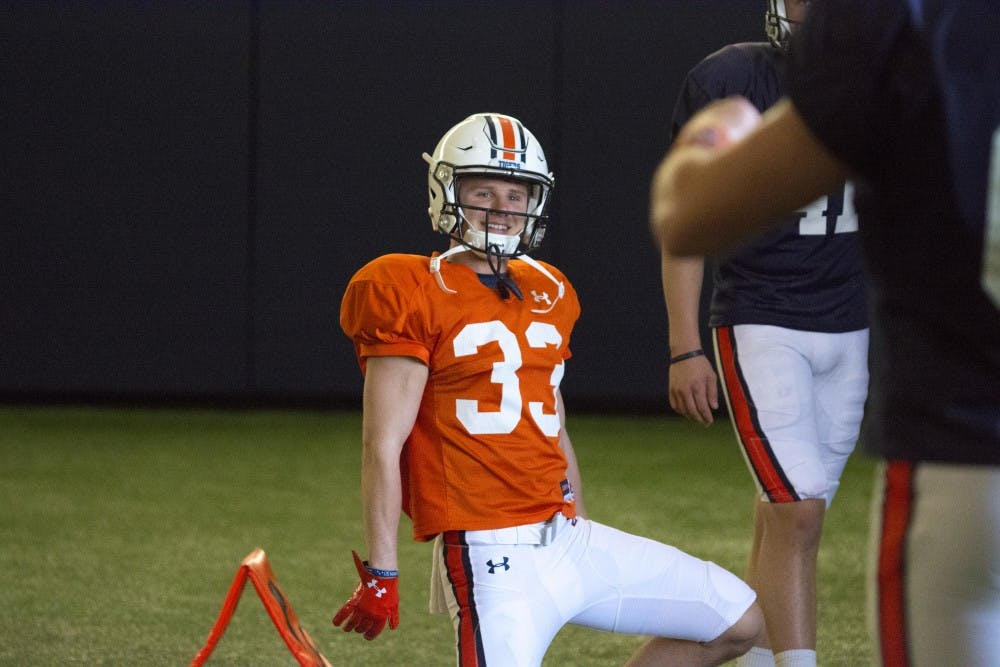 Auburn Tiger wide receiver Will Hastings (33)&nbsp;at Auburn's spring practice on March 6, 2018, in Auburn, Ala.