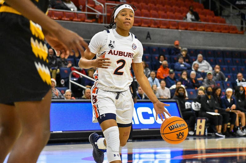 December 20, 2021; Auburn, Alabama; Sania Wells (2) sets up the Tiger offense in a match between Auburn and Kennesaw State in the Auburn Arena.