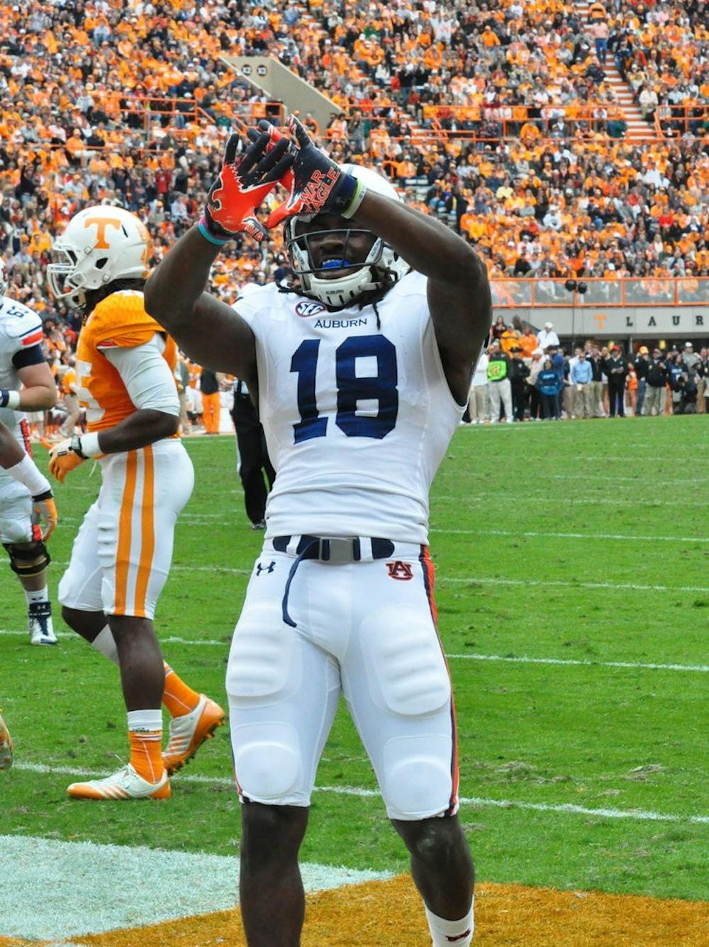 Sammie Coates celebrates after an Auburn touchdown. Anna Grafton / PHOTO EDITOR