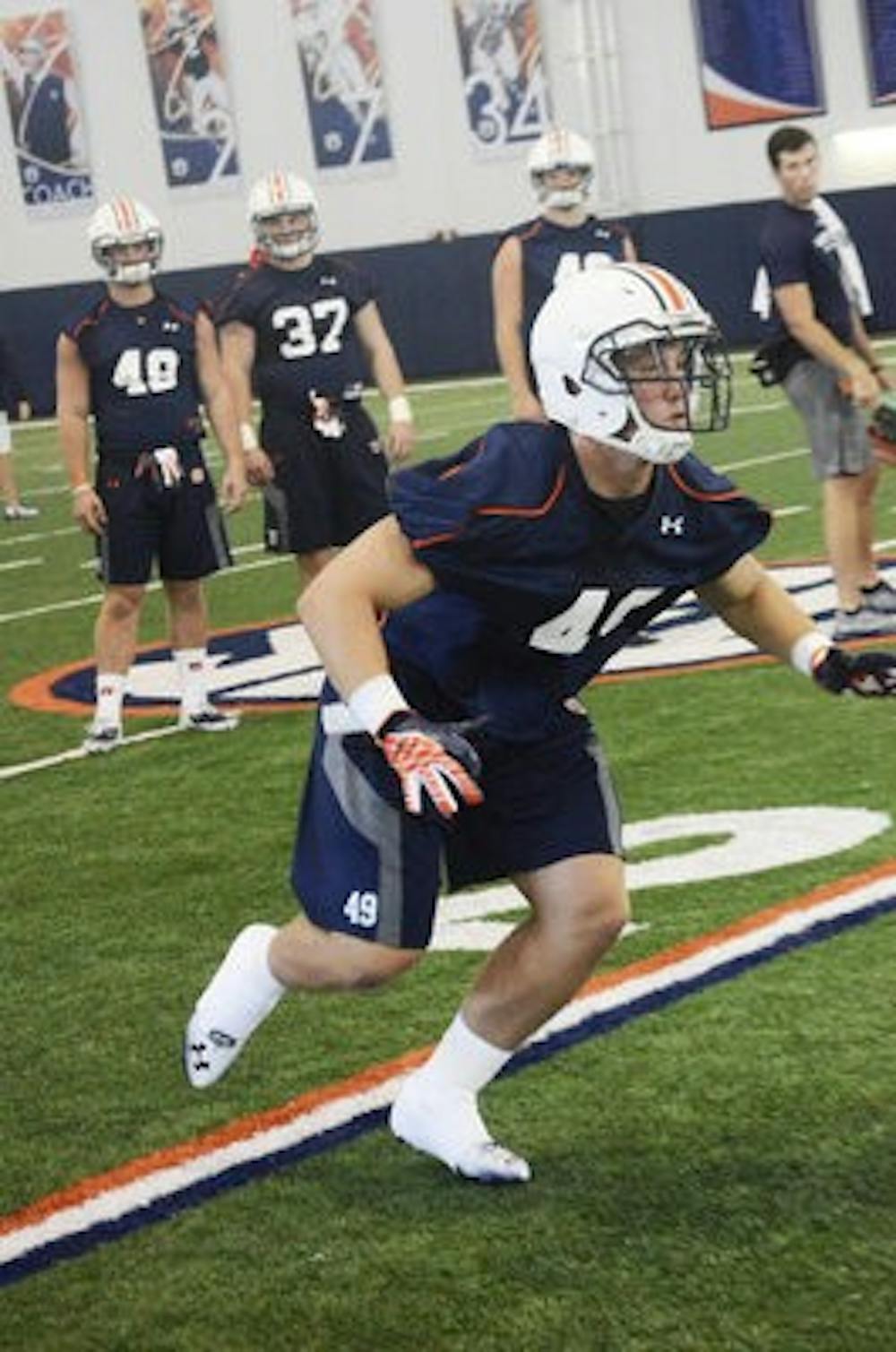 Patrick Young practicing at day one of Fall practice. Sarah May/ ASSISTANT PHOTO EDITOR