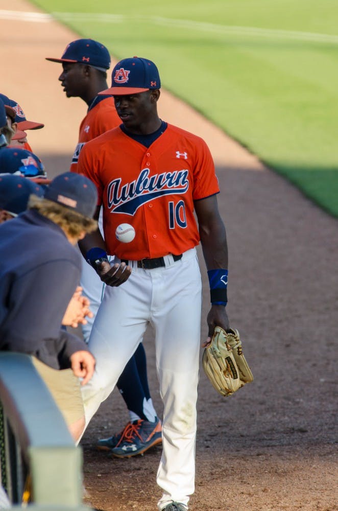 Anfernee Grier (10) during the Alabama State vs Auburn baseball game at Plainsman Park in Auburn, Ala., on Tuesday, March 23, 2016. Auburn defeated ASU 11-0.