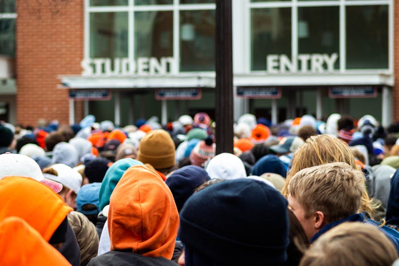 Auburn fans line up outside of the Auburn Arena on Saturday, Jan. 22 ahead of the Auburn vs. Kentucky game.&nbsp;