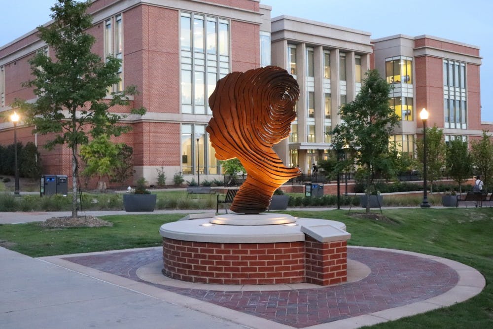 Women's statue in front of Ralph Brown Draughon Library on Sep. 9, 2019, in Auburn, Ala.