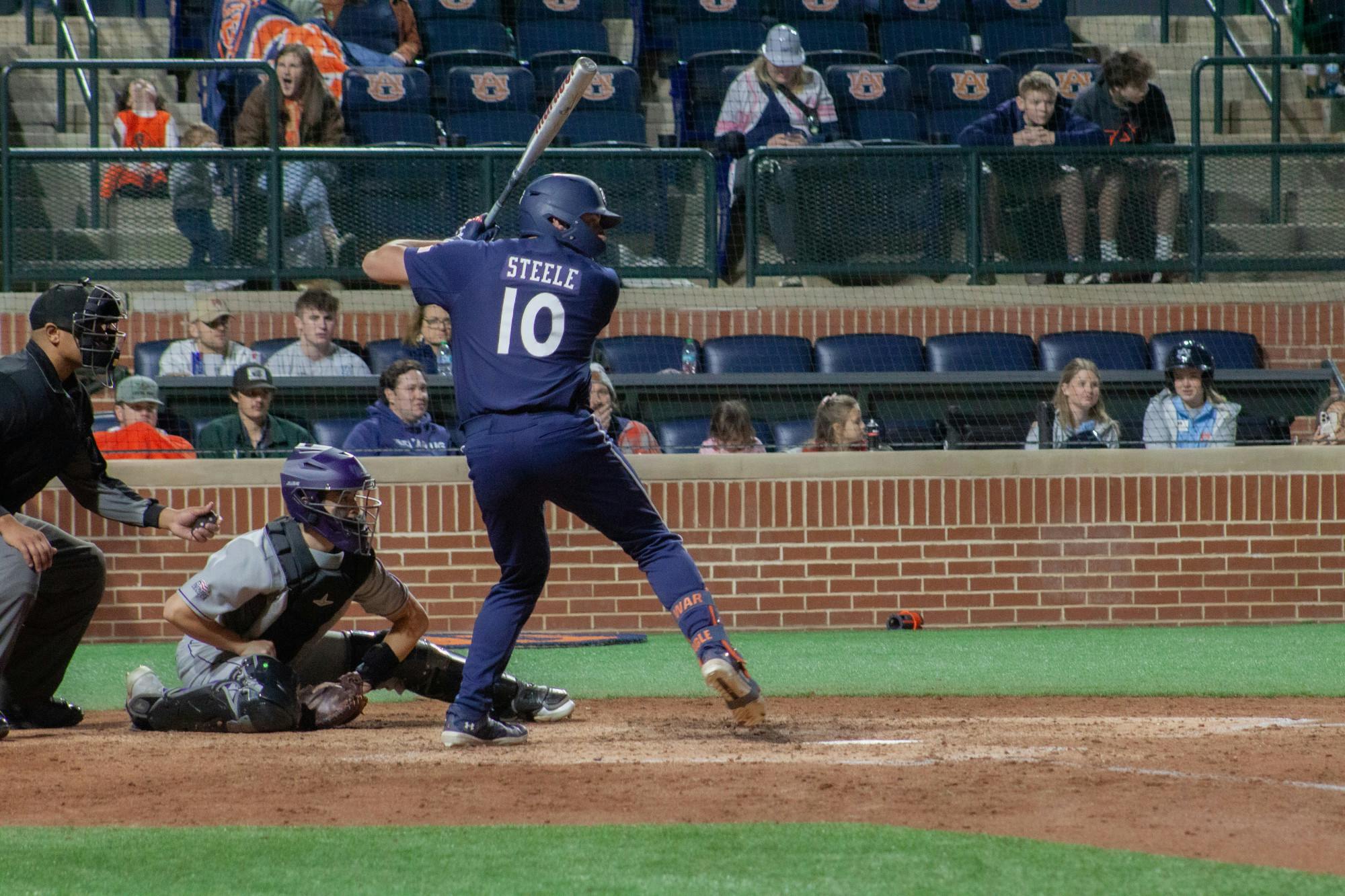 Lucas Steele up to bat during Auburn University vs Holy Cross Game. Friday, February 14, 2025