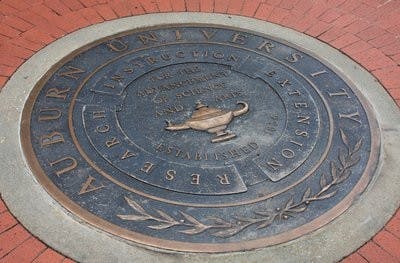 Legend has it that students who step on the Auburn seal he or she will not graduate on time or find their true love at Auburn. (Chelsea Wooten / PHOTO EDITOR)