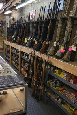 Guns sit on display at Money Mizer Pawn and Jewelry. (Rebekah Weaver / Assistant Photo Editor)