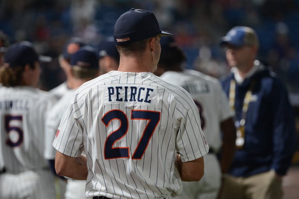 <p>Outfielder Bobby Peirce before the SEC Tournament in Hoover, Alabama, on May 23, 2023.</p>