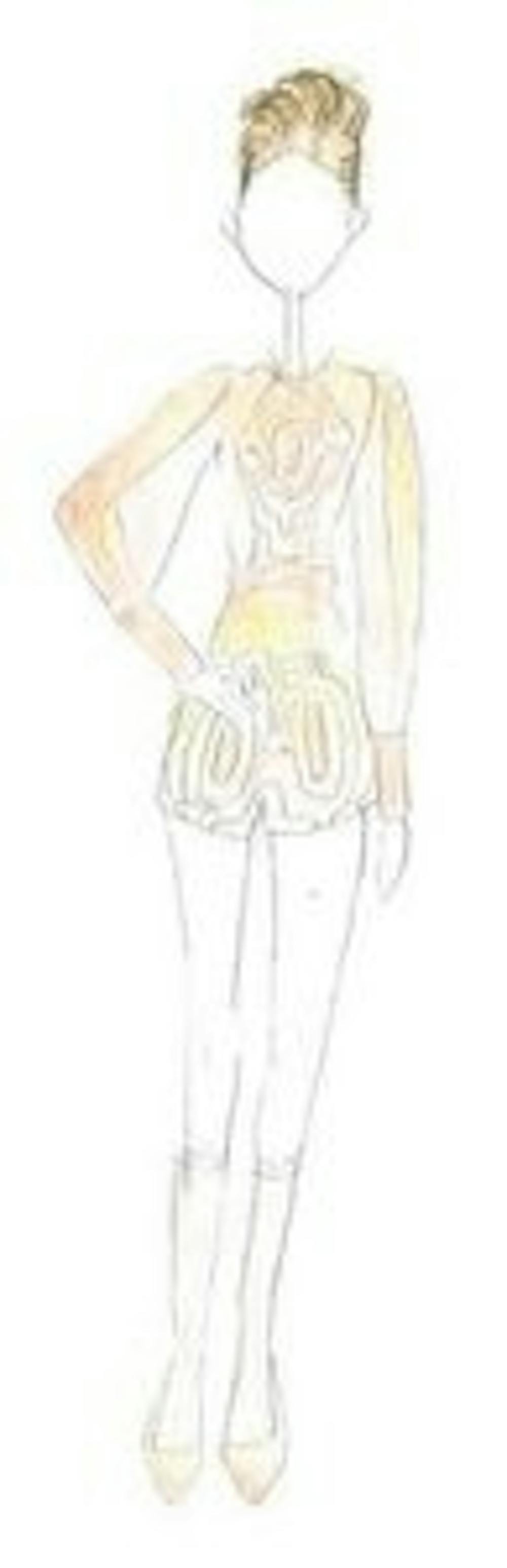 4) Catherine Malandrino's collection exudes femininity. Pastels and an overwhelming use of creamy white were paired with detailed knitwork, mesh and sequins. My favorite piece by the French designer used laser-cut fabric to create matching geometric patterns on a cream blouse and shorts. The sheer sleeves are ethereal and practical for spring. -JS