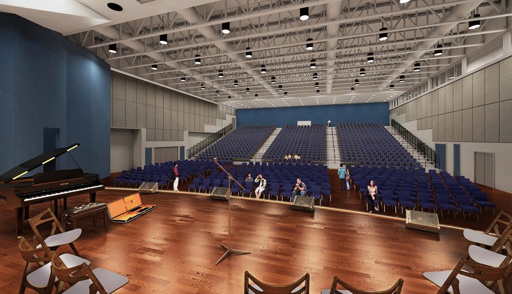 The new Student Activities Center ballroom will include an expanded stage, new lighting, theater equipment, acoustical treatment and event furniture.