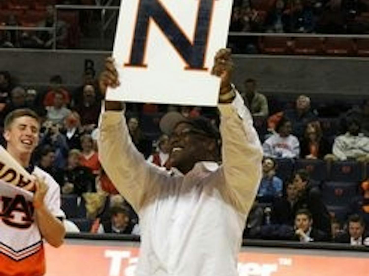 Bo Jackson made a special appearance at the Auburn/Vanderbilt basketball game in the Auburn Arena Saturday, March 2 and helped fire up the crowd. (KATHERINE MCCAHEY / ASSISTANT PHOTO EDITOR)