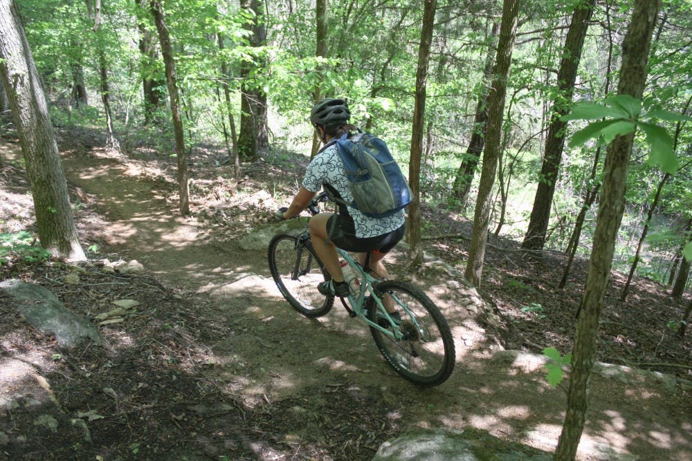 A mountain biker rides the trails at Chewacla State Park. Similar trails are planned for the Standing Boy area, north of Columbus.