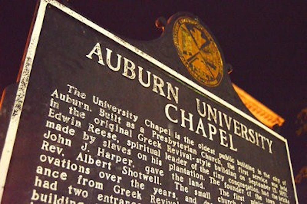 The Auburn University Chapel is considered haunted by a Civil War solider, Sydney Grimlett, who is known to turn the water on and off in the bathrooms. (Emily Enfinger | Assistant Photo Editor)