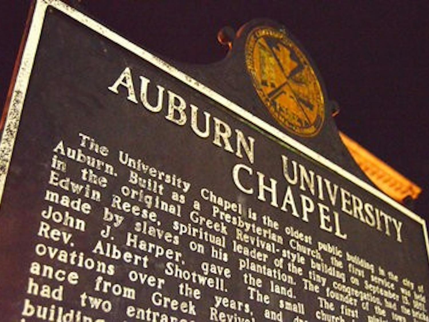 The Auburn University Chapel is considered haunted by a Civil War solider, Sydney Grimlett, who is known to turn the water on and off in the bathrooms