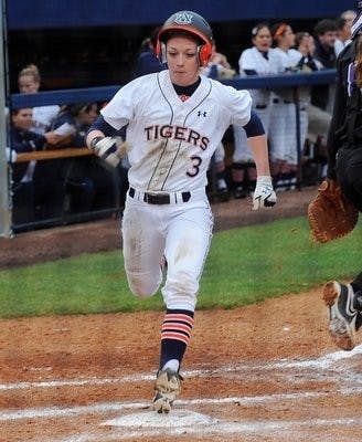 Morgan Estell sprints to home. (Katherine McCahey / ASSISTANT PHOTO EDITOR)