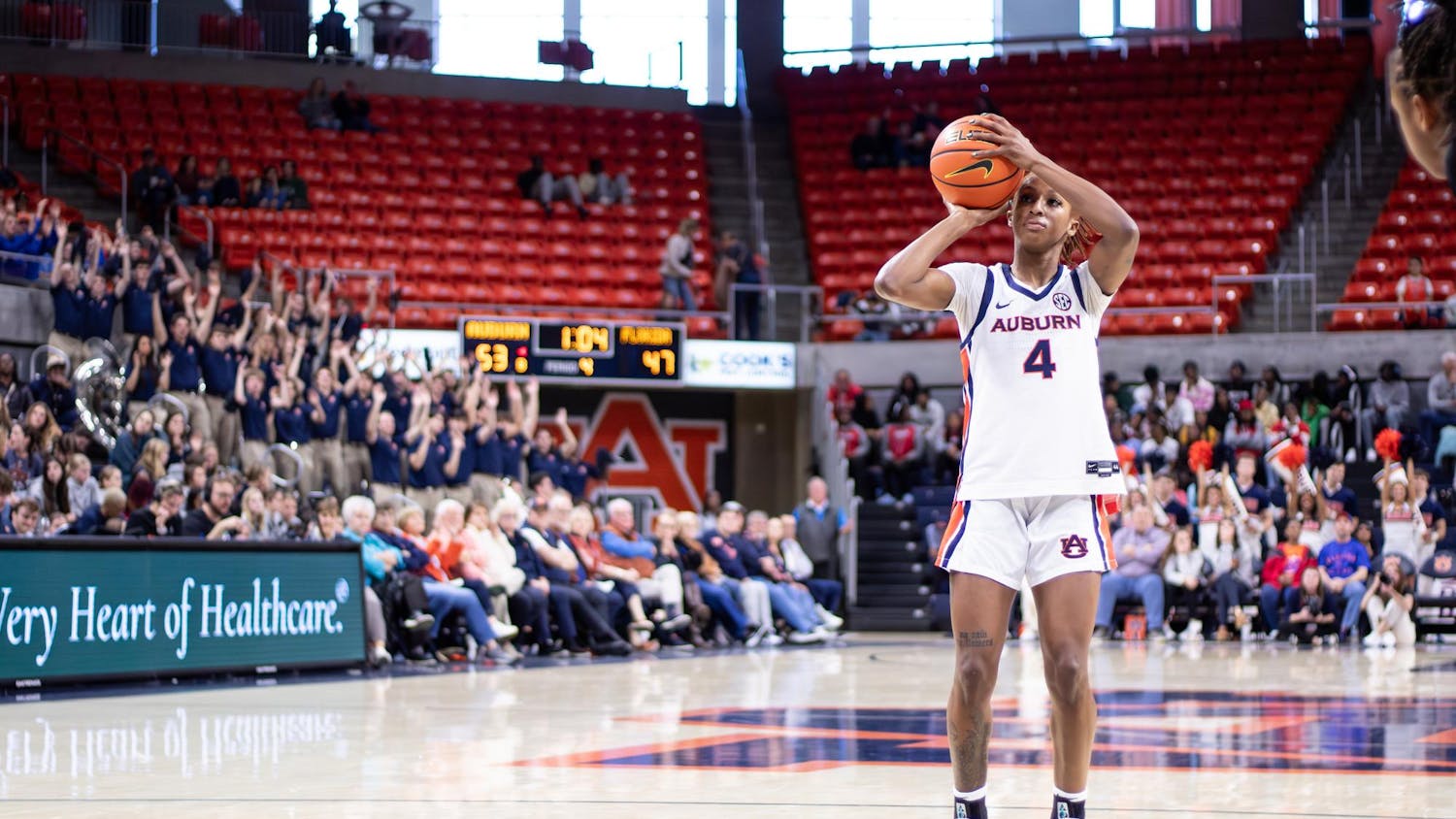 Kaitlyn Duhon shoots a free throw during the game against Florida at Neville Arena in Auburn, Ala. on Jan. 11, 2026.