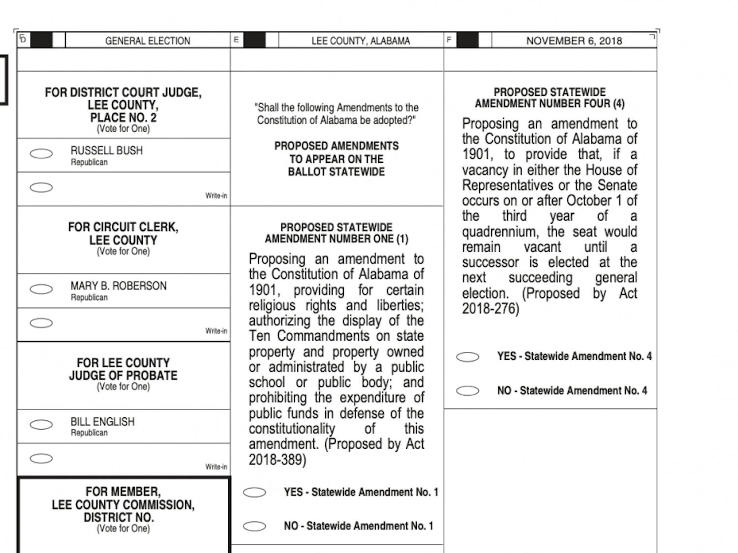 Sample ballot