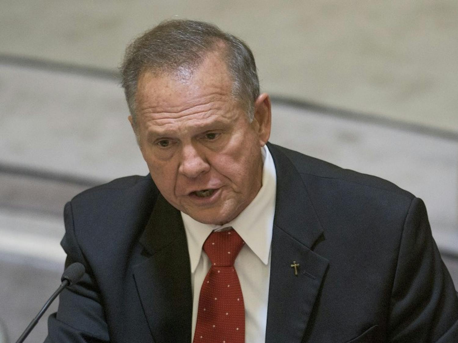 Embattled Alabama Chief Justice Roy Moore testifies during his ethics trial at the Alabama Court of the Judiciary at the Alabama Judicial Building in Montgomery, Ala., on Wednesday September 28, 2016.
