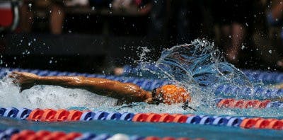 Arianna Vanderpool-Wallace won her second-consecutive national championship in the 100-yard freestyle at the James E. Martin Aquatic Center March 17 in Auburn. (TODD VAN EMST)