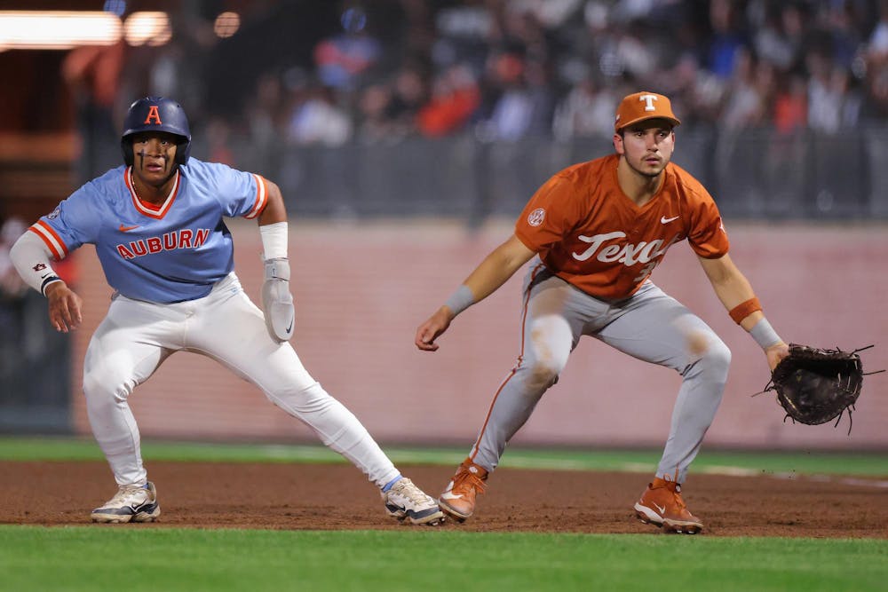 AUBURN, AL - MARCH 21 - Auburn's Eric Guevara (8) during the game between the #4 Auburn Tigers and the #2 Texas Longhorns at Plainsman Park in Auburn, AL on Saturday, March 21, 2026.

Photo by Zach Bland/Auburn Tigers