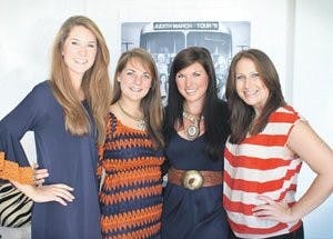 Auburn alumni Amanda Thomas, Sara Weeks, Megan Crane and Brittany Hubbard all work at Judith March, a clothing line which can be found at Kinnucans of Auburn and Village Boutique. (Courtesy of Sara Weeks)